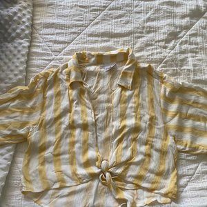 striped tie crop top